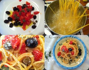 Collage spaghetti con olive e capperi di Parika e Cannella